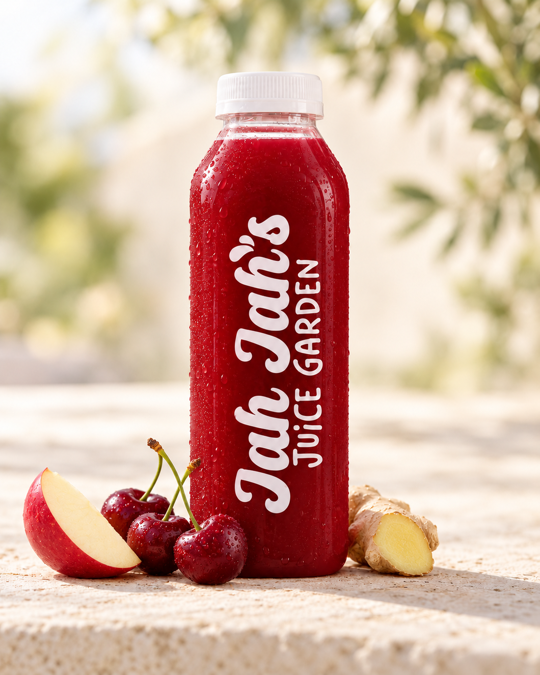 Cherry Drift red juice with cherries, apple and ginger.